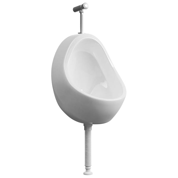 vidaXL Wall-Mounted Urinal with Flush Valve Ceramic White