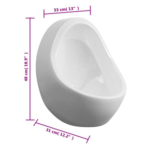 vidaXL Wall-Mounted Urinal with Flush Valve Ceramic White