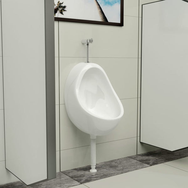 vidaXL Wall-Mounted Urinal with Flush Valve Ceramic White
