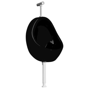 vidaXL Wall-Mounted Urinal with Flush Valve Ceramic Black