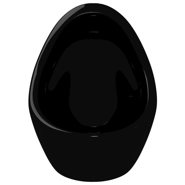 vidaXL Wall-Mounted Urinal with Flush Valve Ceramic Black