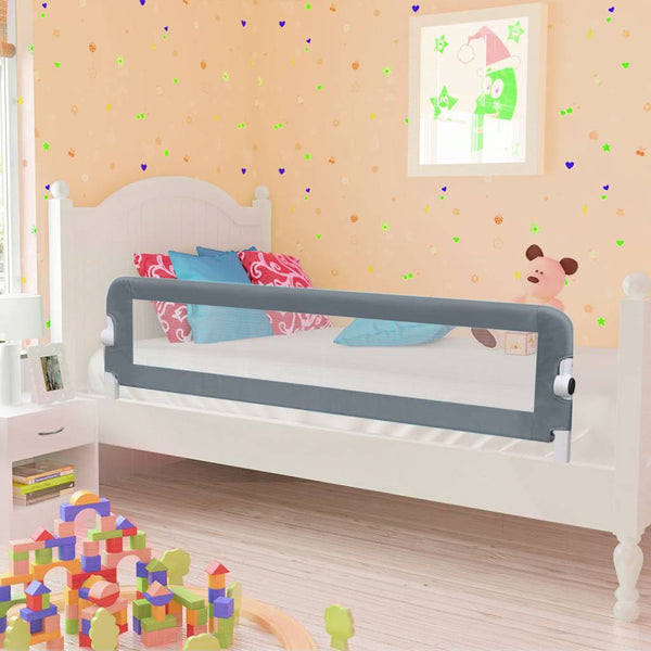 vidaXL Toddler Bed Rail Grey 150x42 cm Polyester