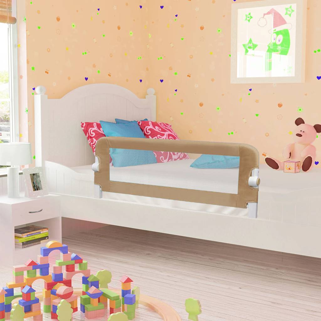 vidaXL Toddler Bed Rail Taupe 120x42 cm Polyester