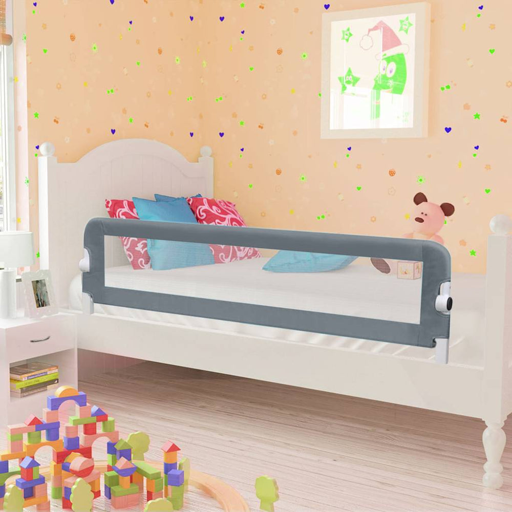 vidaXL Toddler Bed Rail Grey 120x42 cm Polyester