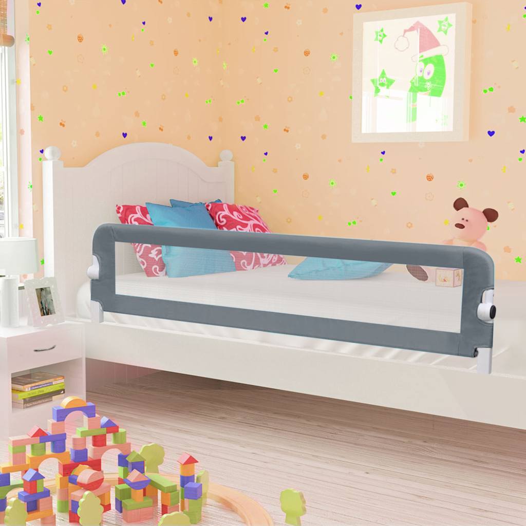 vidaXL Toddler Bed Rail Grey 180x42 cm Polyester