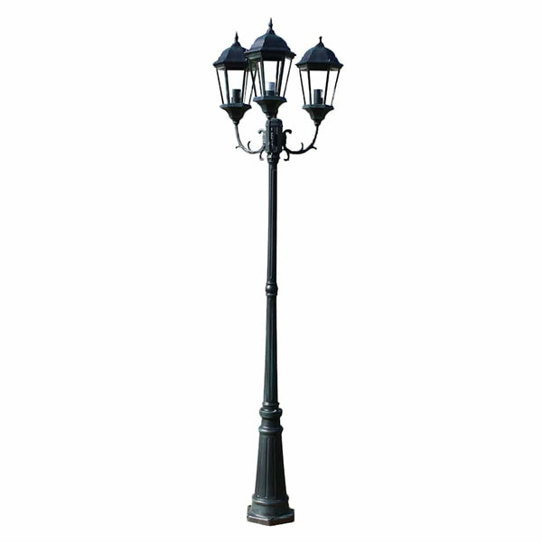 vidaXL Garden Lamp Post 3-Tier 230 cm Dark Green/Black Aluminum