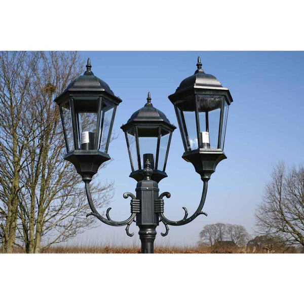 vidaXL Garden Lamp Post 3-Tier 230 cm Dark Green/Black Aluminum