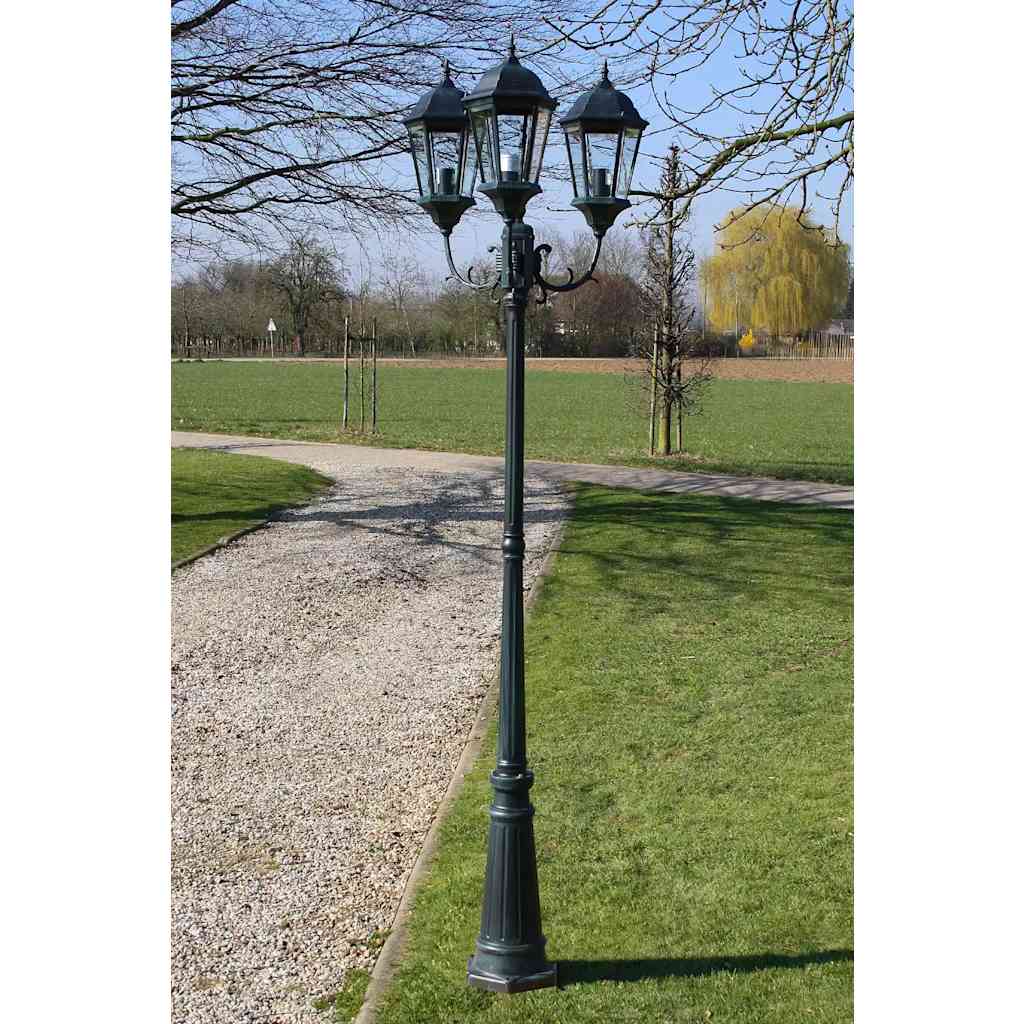 vidaXL Garden Lamp Post 3-Tier 230 cm Dark Green/Black Aluminum
