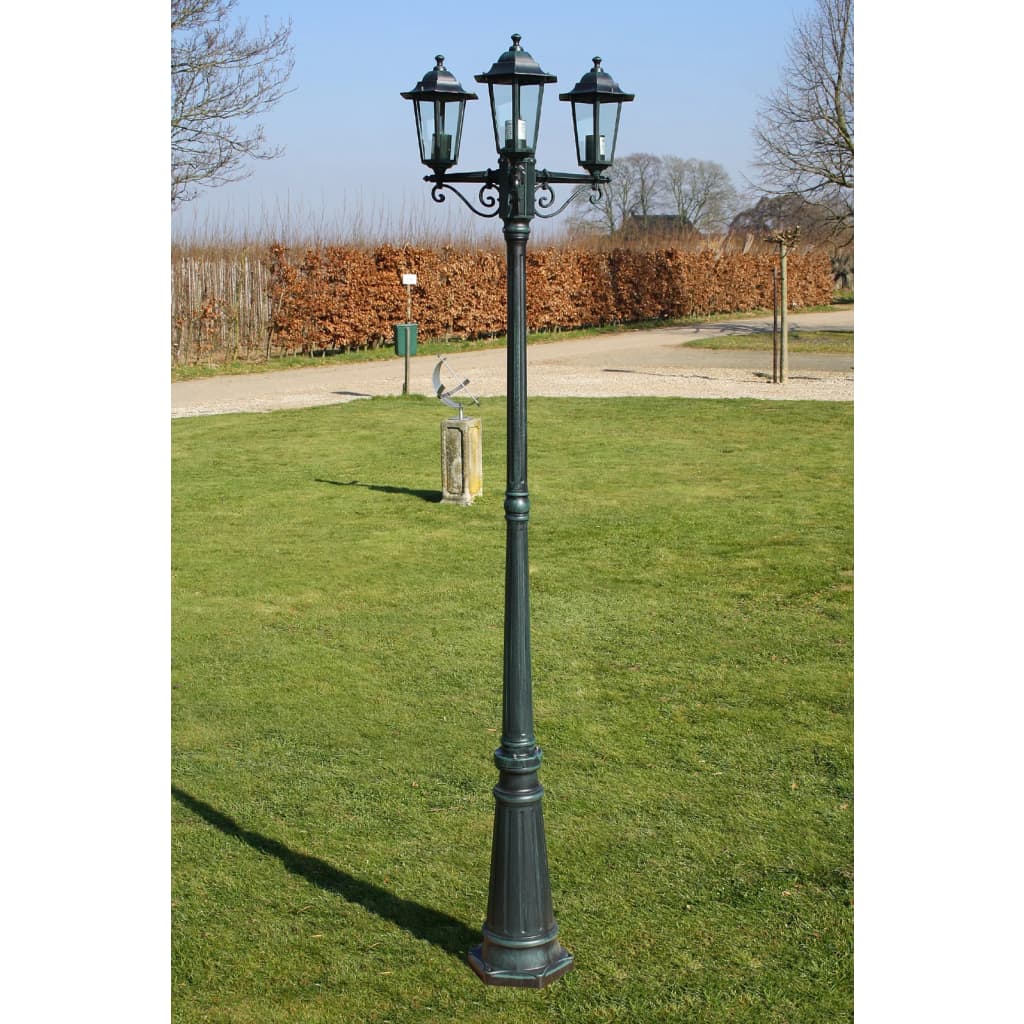 vidaXL 3-Light Garden Lantern 215 cm Dark Green/Black Aluminum