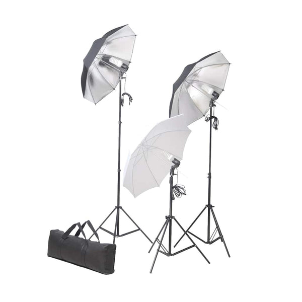 vidaXL Photography Studio Lighting Kit 24W with Stands & Umbrellas
