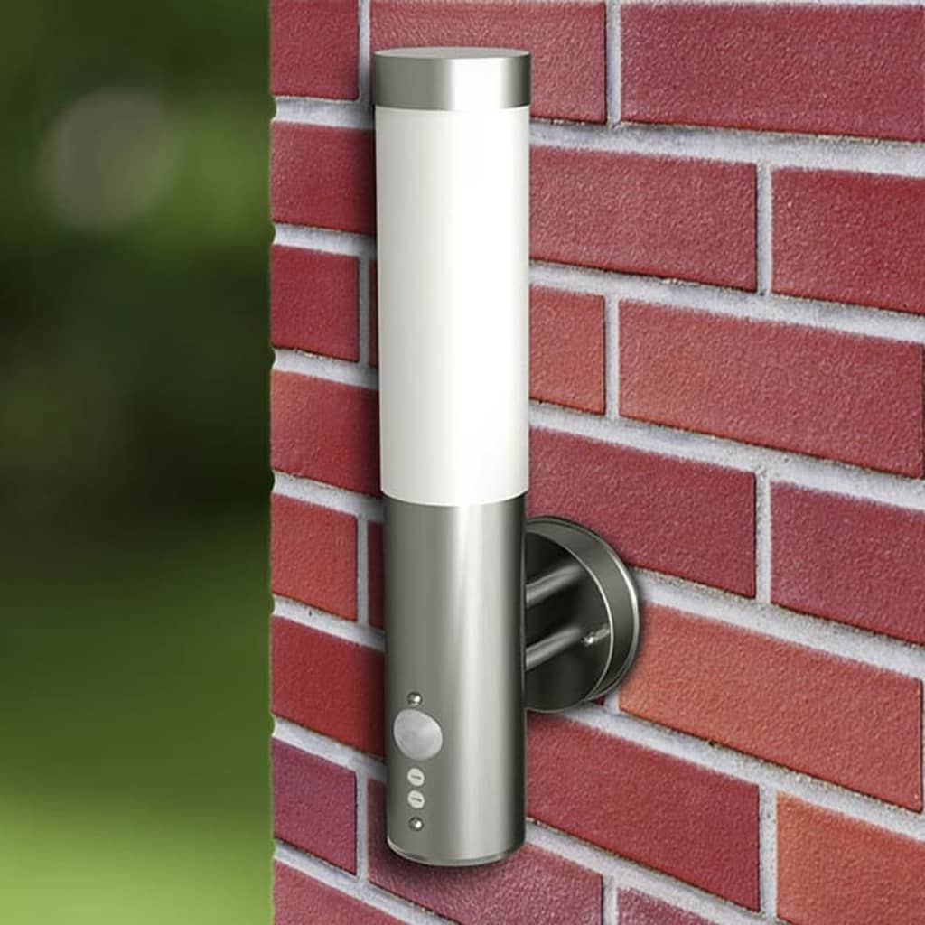 vidaXL Outdoor Wall Lights 2 pcs with Motion Sensor Stainless Steel
