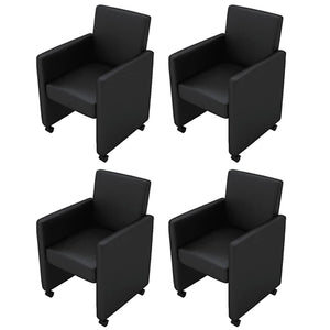 vidaXL Dining Chairs 4 pcs Black Faux Leather