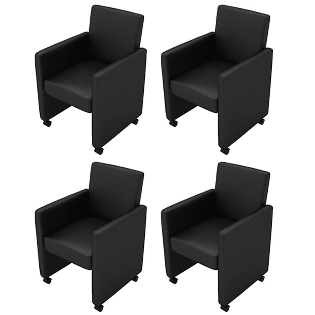 vidaXL Dining Chairs 4 pcs Black Faux Leather