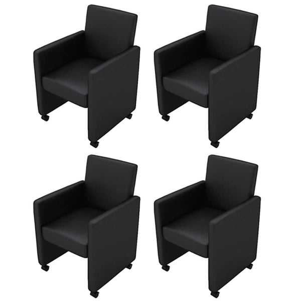vidaXL Dining Chairs 4 pcs Black Faux Leather