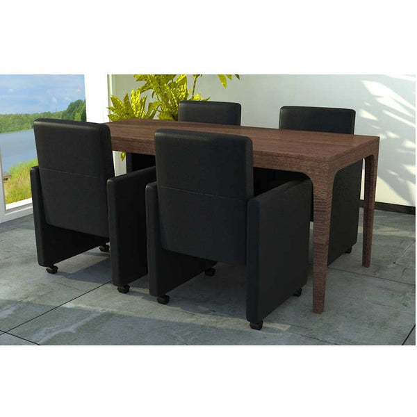 vidaXL Dining Chairs 4 pcs Black Faux Leather