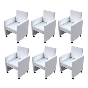 vidaXL Dining Chairs 6 pcs White Artificial Leather