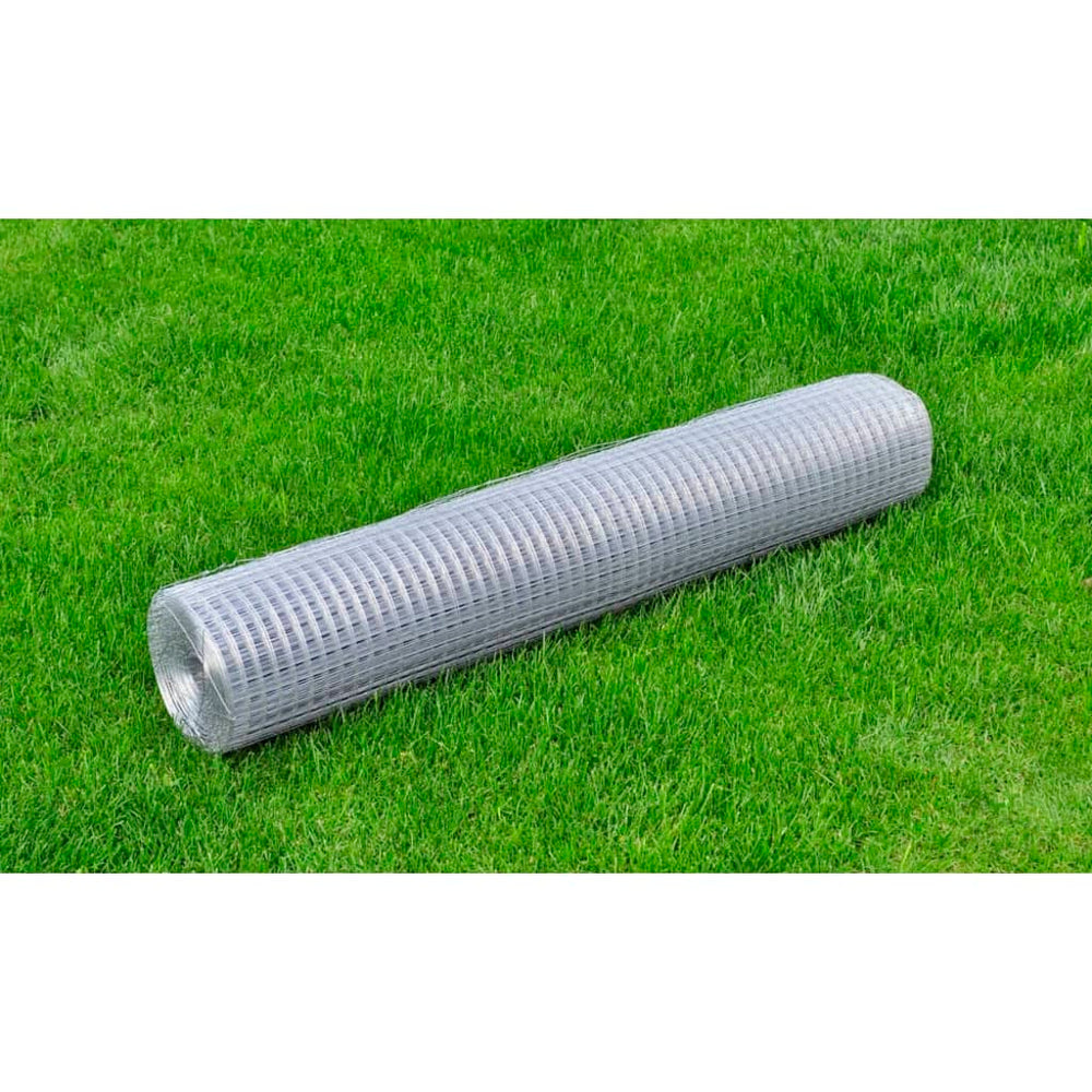 vidaXL Galvanised Steel Square Mesh Fence 1x25 m Silver