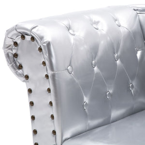 Silberne Kunstleder Chaiselongue