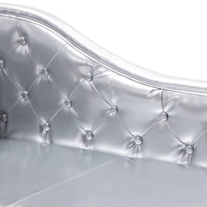 Silberne Kunstleder Chaiselongue