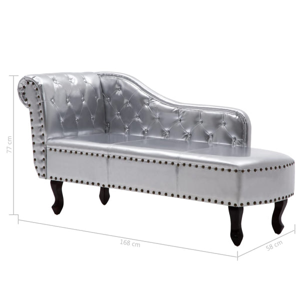 Silberne Kunstleder Chaiselongue