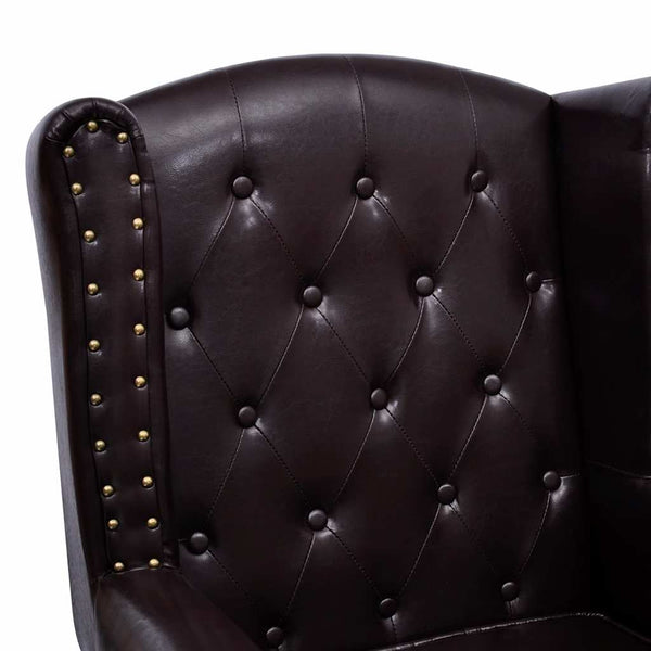 Sessel mit Hocker Dunkelbraun Kunstleder