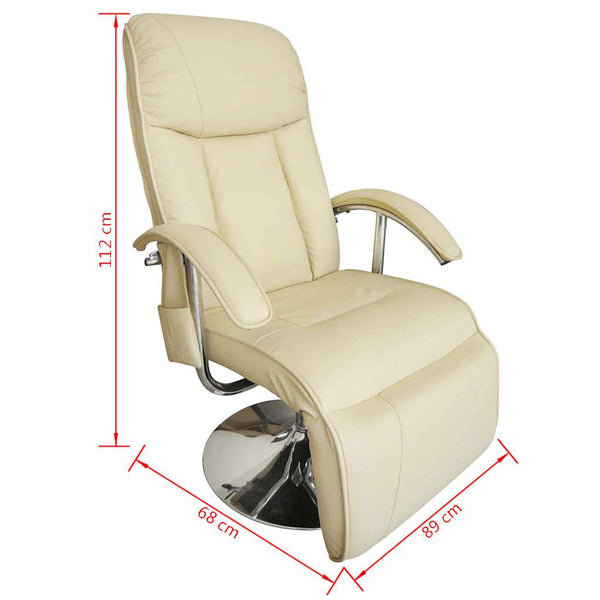 vidaXL Massage Chair Cream White Faux Leather