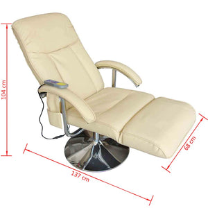 vidaXL Massage Chair Cream White Faux Leather