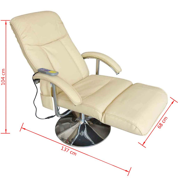 vidaXL Massage Chair Cream White Faux Leather