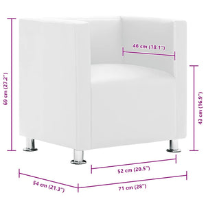 vidaXL Cube Armchair White Faux Leather