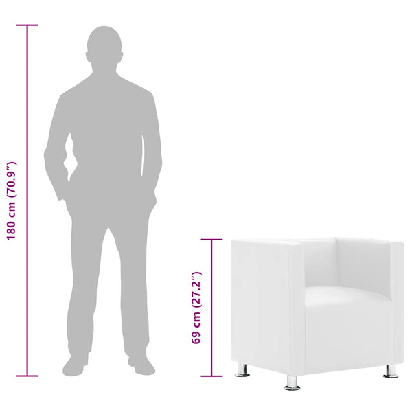 vidaXL Cube Armchair White Faux Leather