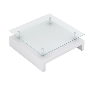 Weißer Couchtisch mit Glasplatte