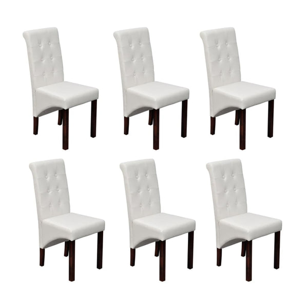 vidaXL Dining Chairs 6 pcs White Artificial Leather