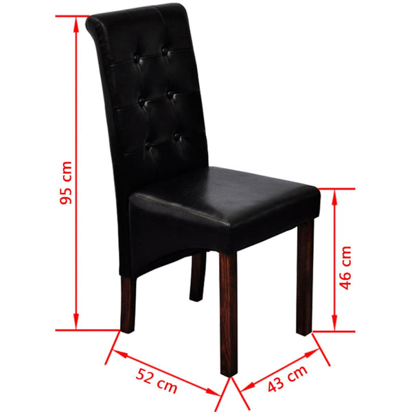vidaXL Dining Chairs 6 pcs Black Faux Leather