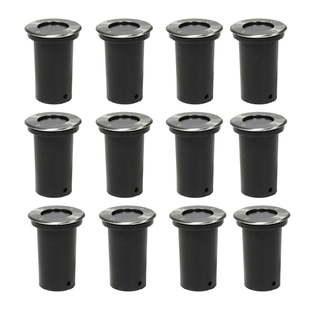 vidaXL Outdoor Ground Spotlights 12 pcs. Round