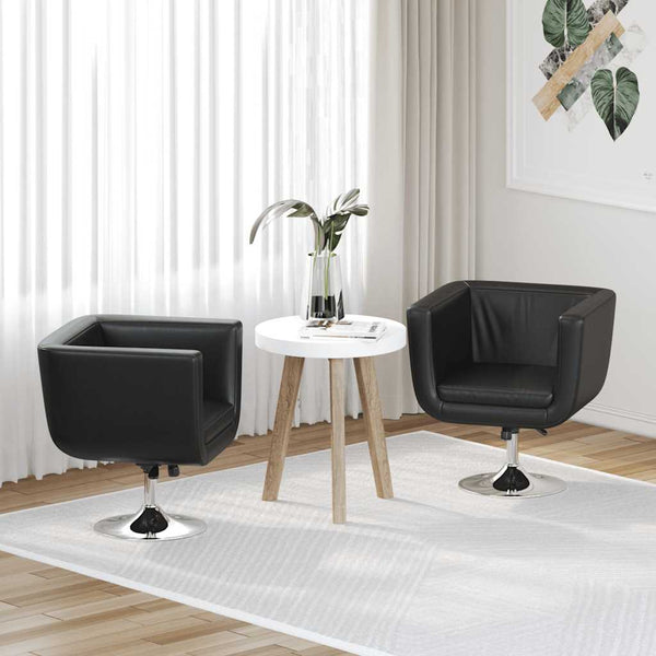 vidaXL Bar Stools 2 pcs Faux Leather Black