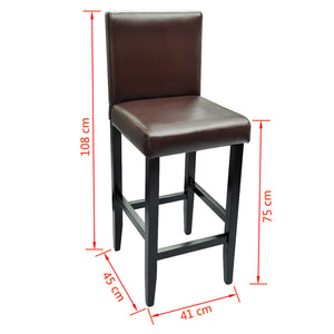 vidaXL Bar Stools 2 pcs Dark Brown Faux Leather
