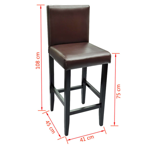 vidaXL Bar Stools 2 pcs Dark Brown Faux Leather