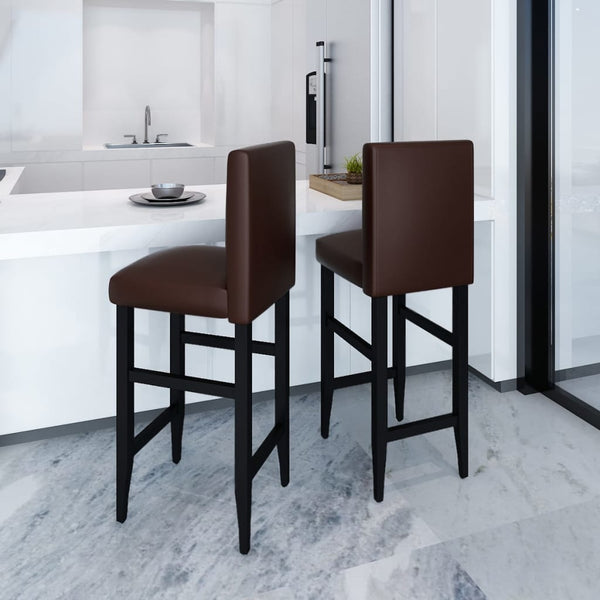 vidaXL Bar Stools 2 pcs Dark Brown Faux Leather