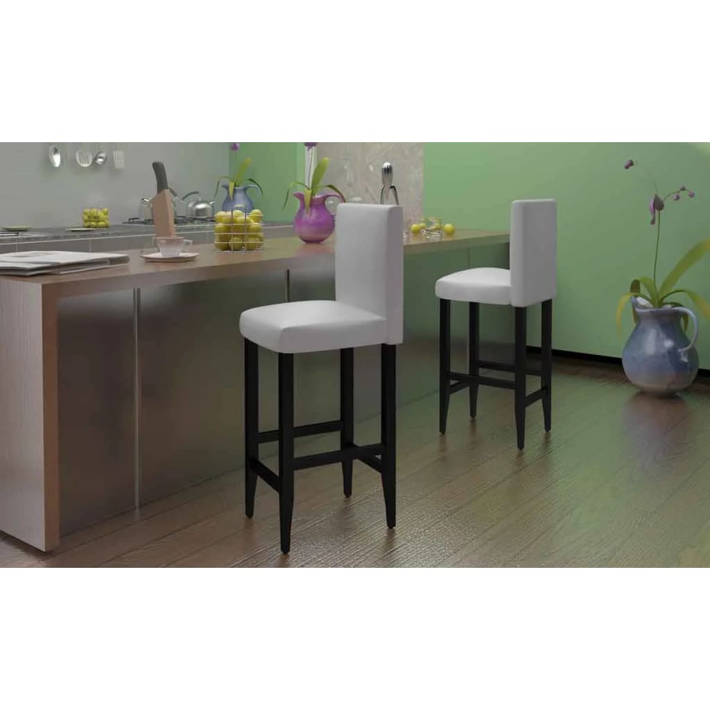 vidaXL Bar Stools 2 pcs White Faux Leather