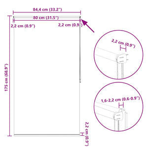 vidaXL Blackout Roller Blind 84.4 x 175 cm, Fabric width 80 cm, Beige