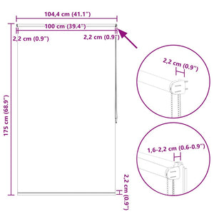 vidaXL Blackout Blind 104.4 x 175 cm, Fabric Width 100 cm, Red