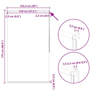 vidaXL Blackout Roller Blind 124.4 x 175 cm, Fabric Width 120 cm, Beige