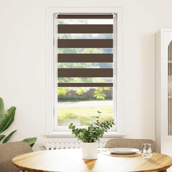 vidaXL Zebra Roller Blind 40.9 x 100 cm, Fabric Width 36.7 cm, Coffee Brown