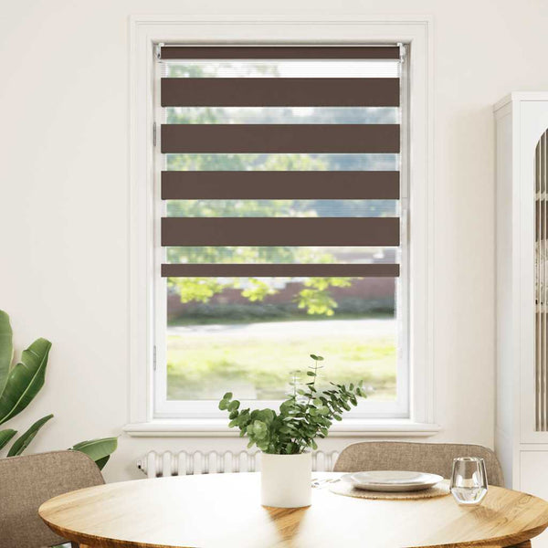 vidaXL Zebra Blind 50.9 x 100 cm, Fabric Width 46.7 cm, Coffee Brown