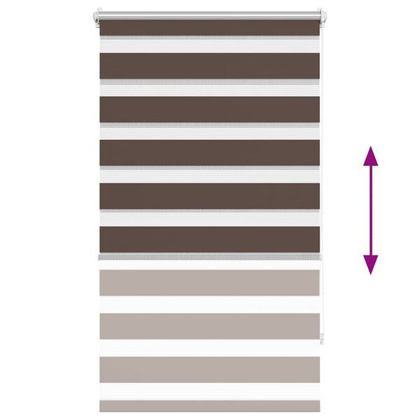 vidaXL Zebra Roller Blind 90.9 x 150 cm, Fabric Width 86.7 cm, Coffee Brown