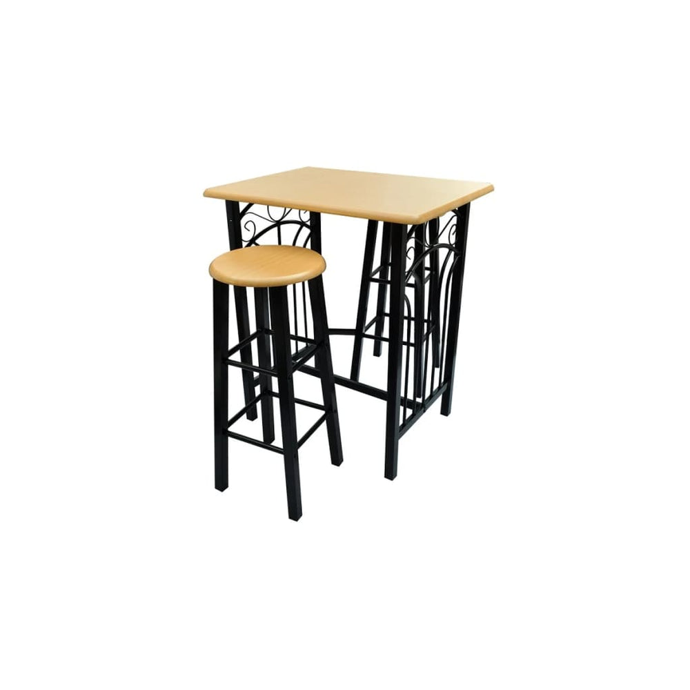 vidaXL Breakfast Bar Light Brown Wood Black Steel
