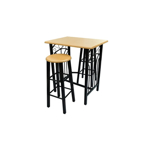 vidaXL Breakfast Bar Light Brown Wood Black Steel
