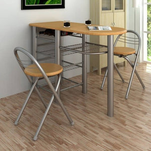 vidaXL Wooden Breakfast Bar Set