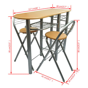 vidaXL Wooden Breakfast Bar Set