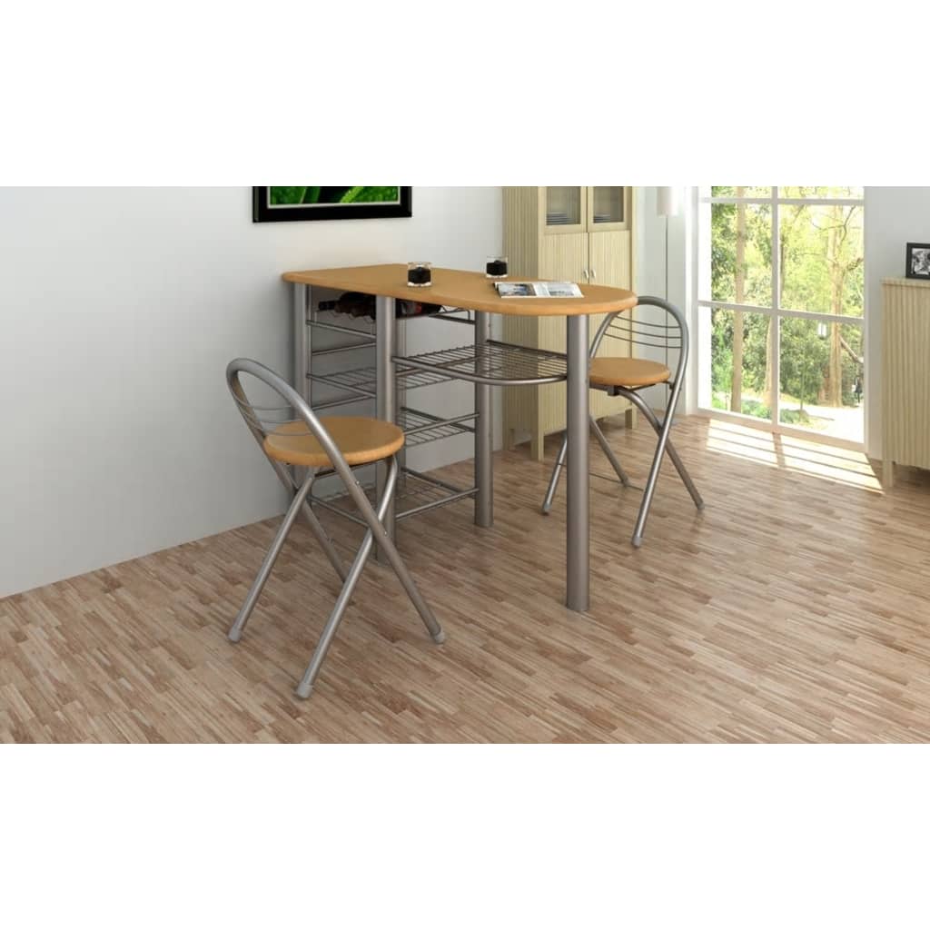 vidaXL Wooden Breakfast Bar Set